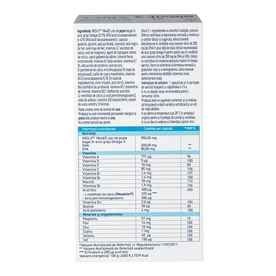 Elevit 2, Multivitamins for Pregnancy - 2nd and 3rd Trimester of Pregnancy, 2x30 capsules, Bayer