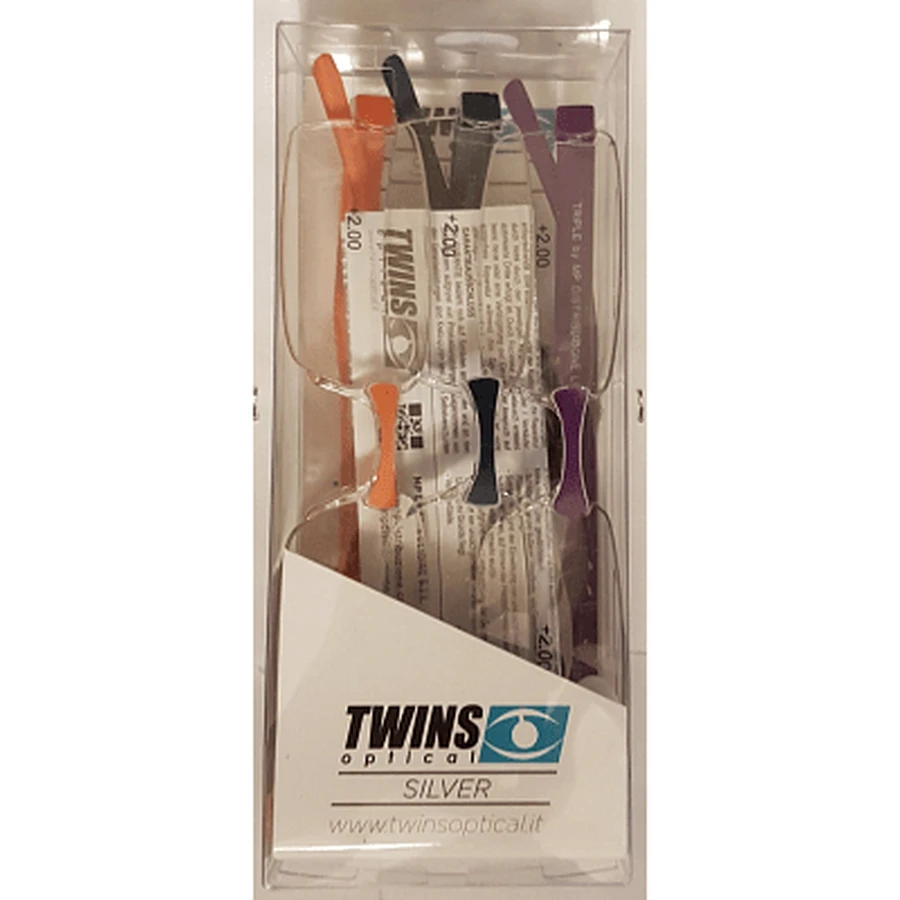 Zwillinge Silber dreifach präparierte Lesebrille +1.00 Dioptrien