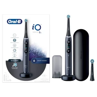 Brosse à dents électrique rechargeable Oral-B iO 8S Black avec 2 têtes de brossage et 1 étui de voyage