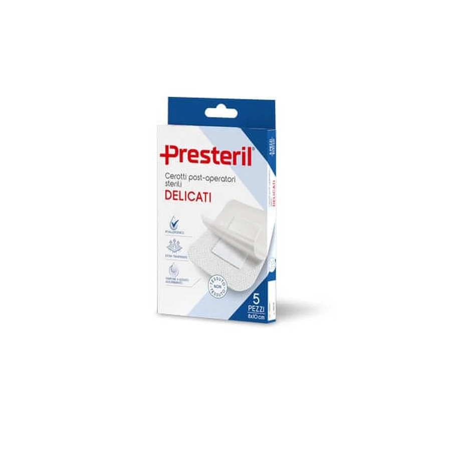 PRESTERIL Delicate post-operative plasters 8x10cm - 5 pieces
