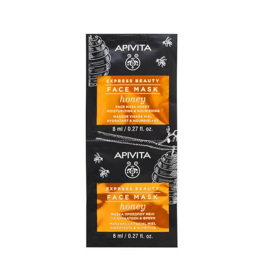 Apivita feuchtigkeitsspendende nährende Gesichtsmaske Honig 2x8ml