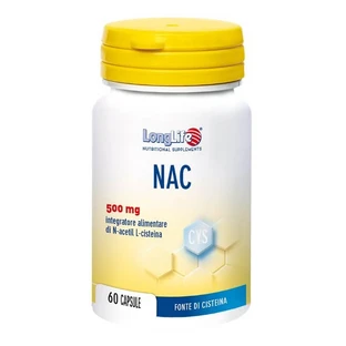 Longlife NAC 500 mg Suplemento 60 cápsulas vegetales sin gluten N-acetil cisteína