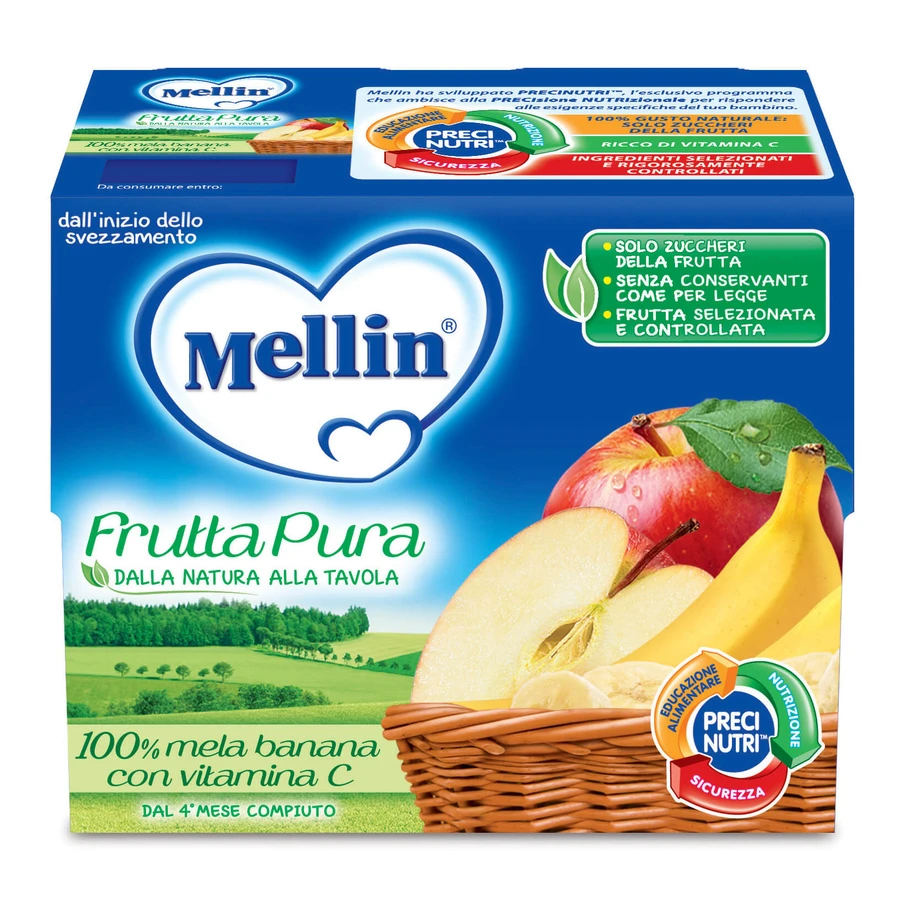 Mellin Pure Fruit Apple Banana 4x100g