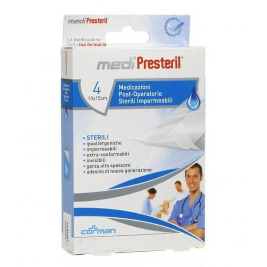 Medipresteril Pansements postopératoires délicats et stériles 10x15cm 4 pièces