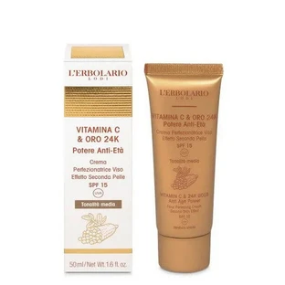 Vitamin C und Gold Perfektionierende Gesichtscreme Zweite Haut Wirkung Spf15 Medium 50 Ml