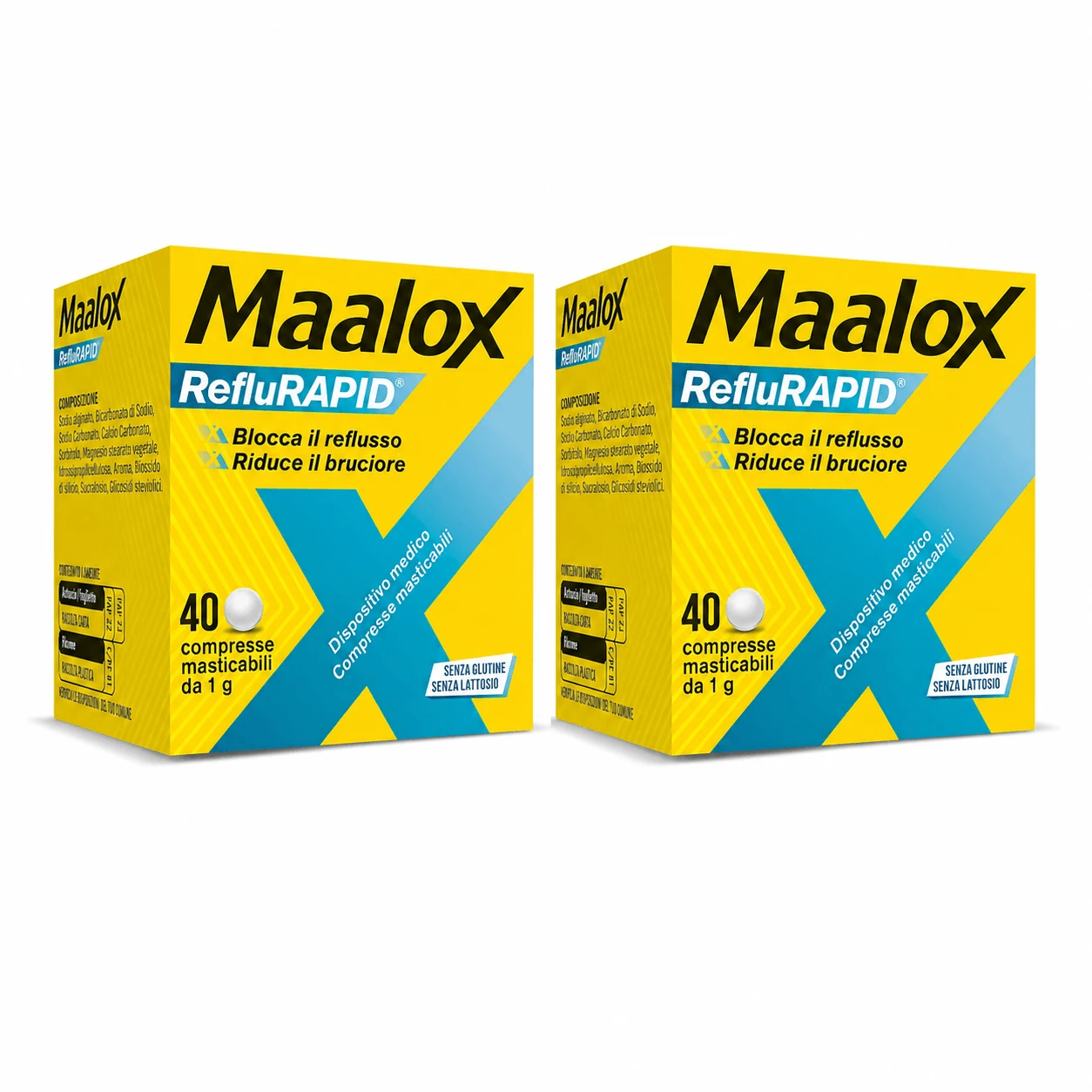 Maalox reflurapid 2x40 chewable tablets