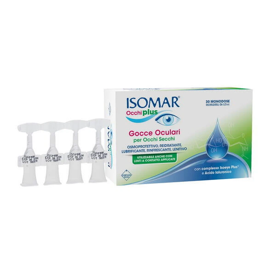 Isomar Eyes Plus Oogdruppels voor droge ogen met hyaluronzuur 0,25 procent 30 ampullen met eenmalige dosis