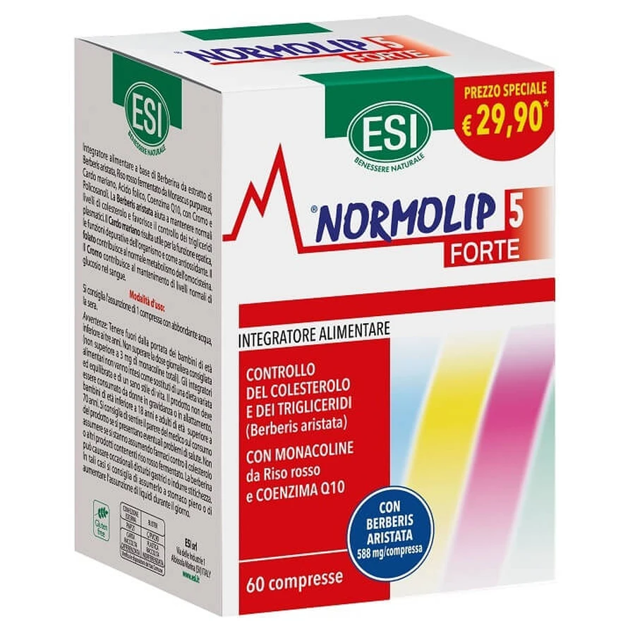 Esi - Normolip 5 Forte Cholesterol- en Triglyceridensupplement 60 tabletten