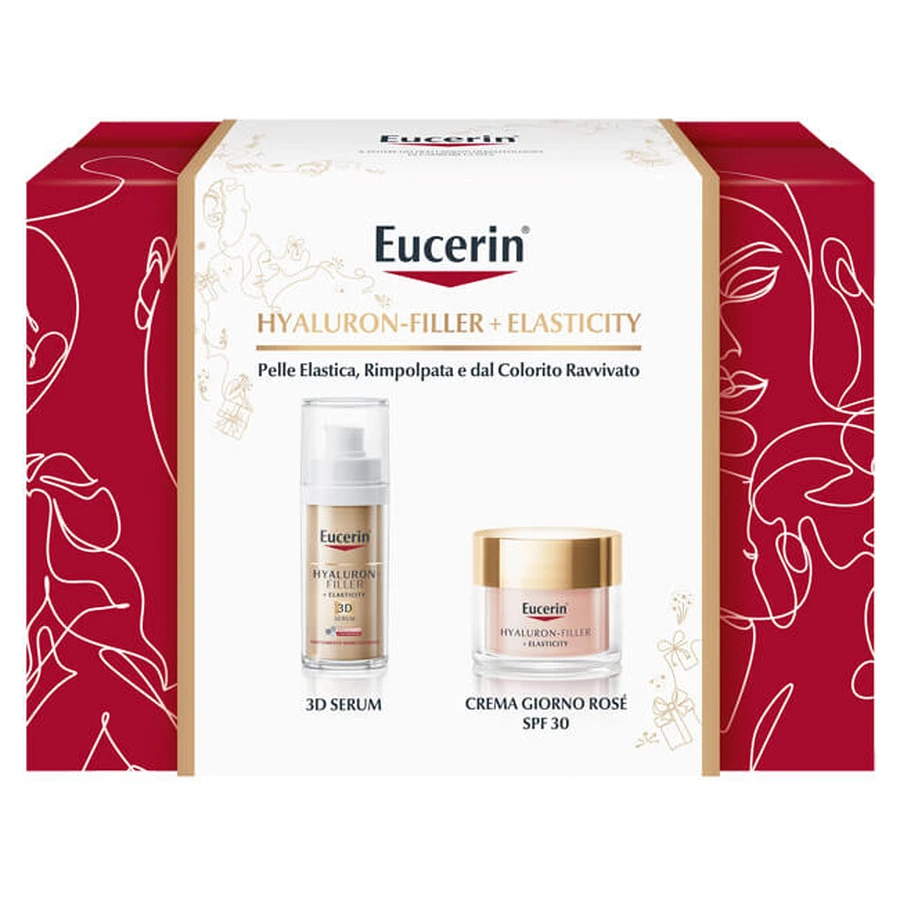 Eucerin Hyaluron Vulmiddel + Elasticiteit 3D Serum 30ml + Roos Dagcrème SPF30 50ml