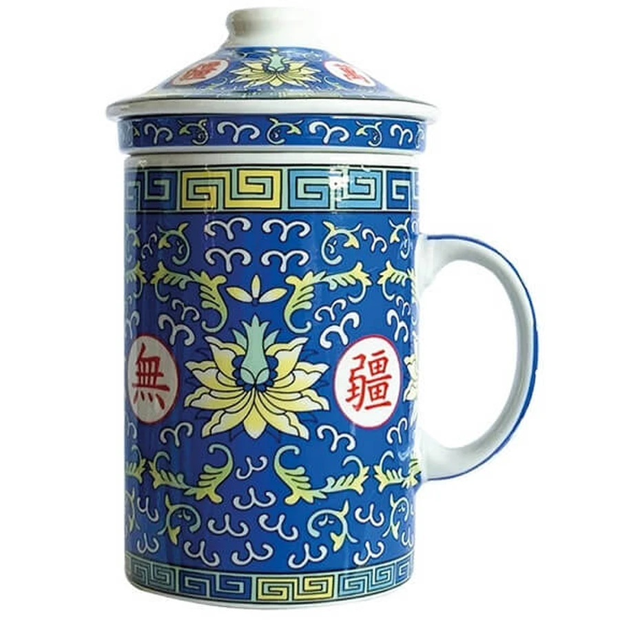 BLAUER LOTUS PORZELLAN TEEKANNE