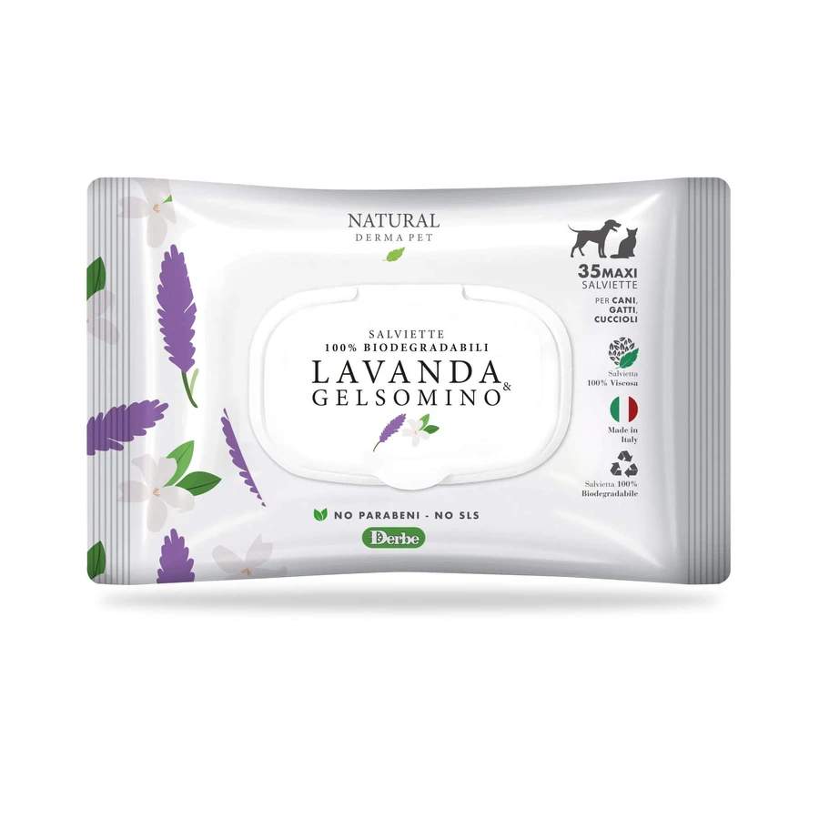 NATURAL DERMA PET SCENTED CLEANSING WIPES CF. (35 STÜCK) LAVENDEL & JASMIN
