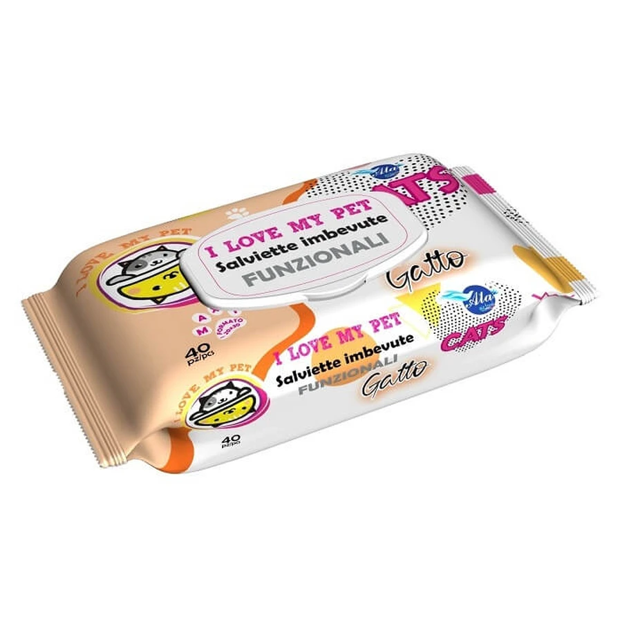 A+cure Haustier getränkte Funktionstücher Cats 40pcs