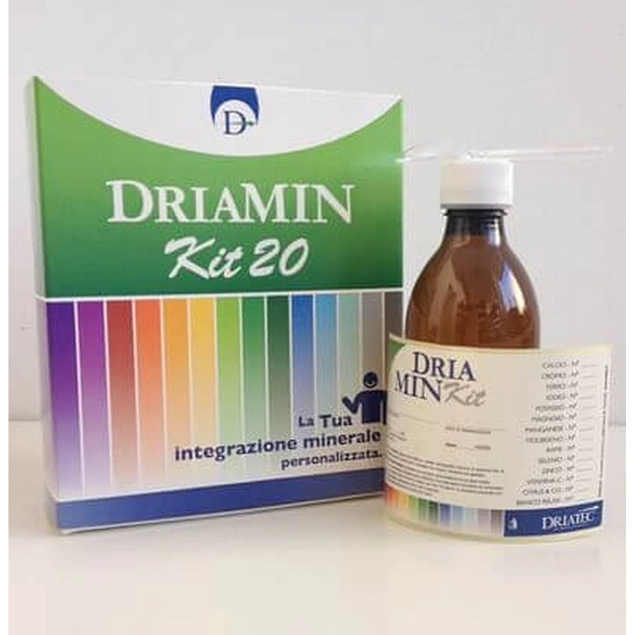 Driamin Kit 20 Leerflaschen mit Messbecher + Etikett und Packungsbeilage