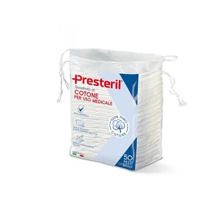 PRESTERIL Cuadrados de algodón absorbente 8x7,5cm - 50 piezas