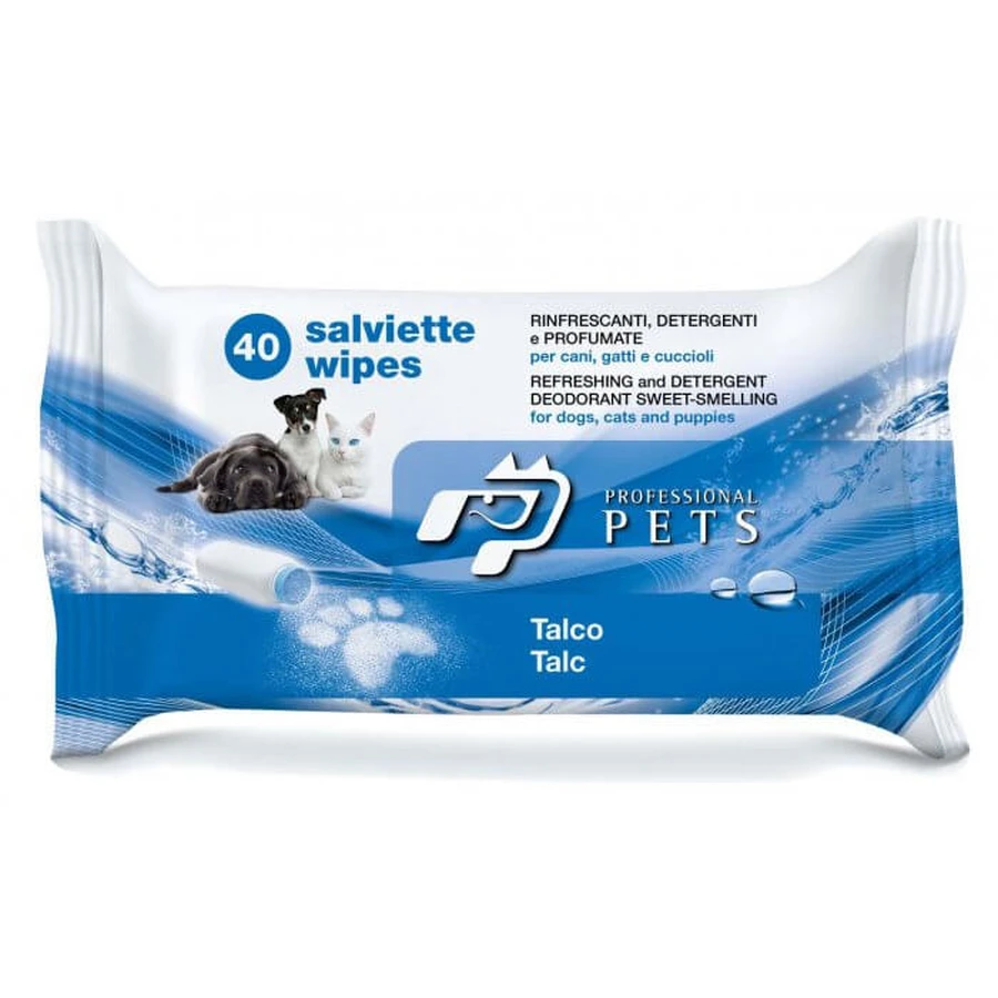 PET PROFESSIONAL TALCUM POWDER WIPES 40 PCS