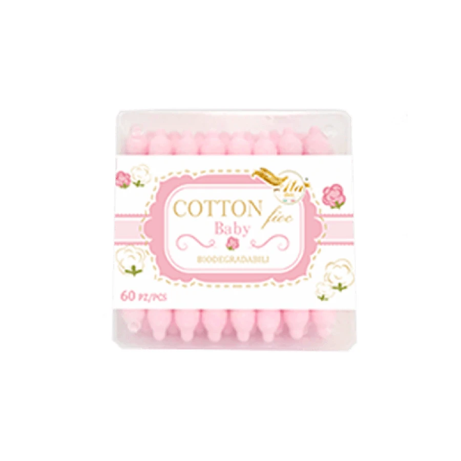 Baby Katoenen Stokjes 60 Stuks Roze