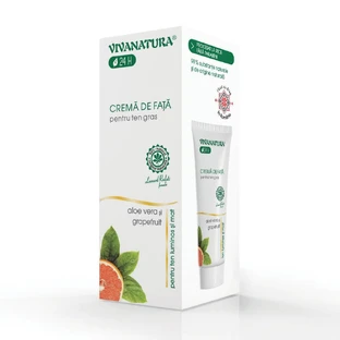 Face cream for oily skin with aloe vera and grapefruit, 75 ml, Vivanatura