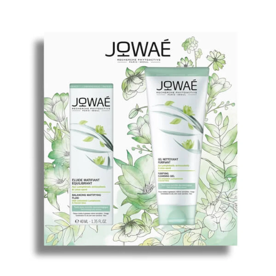 Jowaé Anti-Imperfection Box Set Opnieuw balancerend matterend vloeistof 40ml + Zuiverende Reinigingsgel 200ml