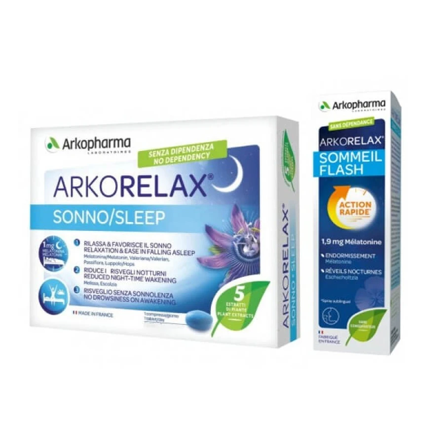 ArkoRelax Sommeil + Flash Sommeil Arkopharma 30 Comprimés + 20ml Promo Pack