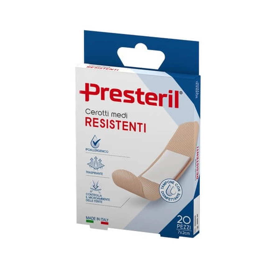 PRESTERIL Resistant medium plasters 7x2 cm - 20 pieces