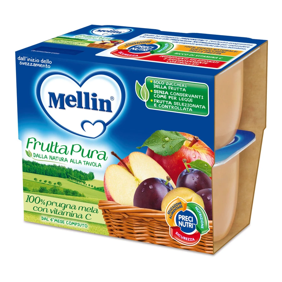 Mellin Pure Fruit Plum Apple 4x100g