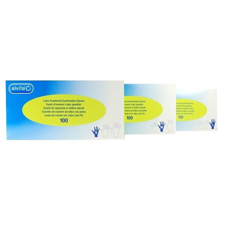Alvita Latex Gloves L 100pcs