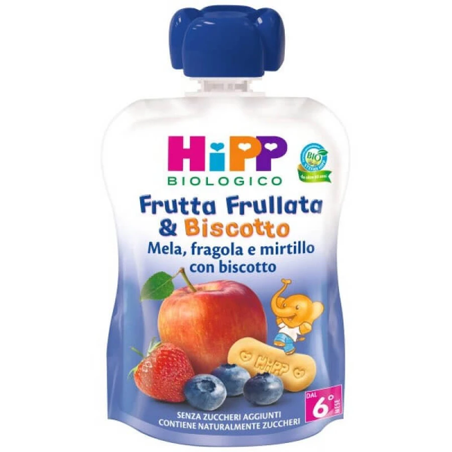 Smoothie Fruit &amp ; HiPP Bio Fraise Pomme Myrtille Cookie 90g