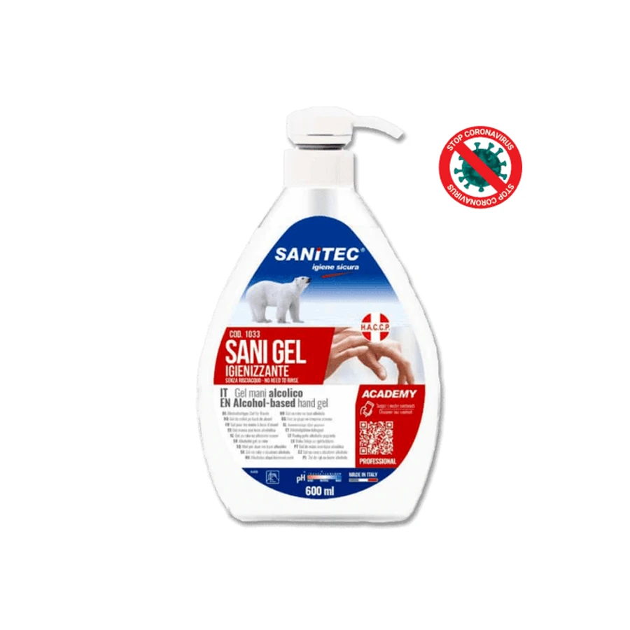 Alcoholische handgel 70% gebruiksklaar Sani Gel Sanitec 600 ml voor professioneel gebruik