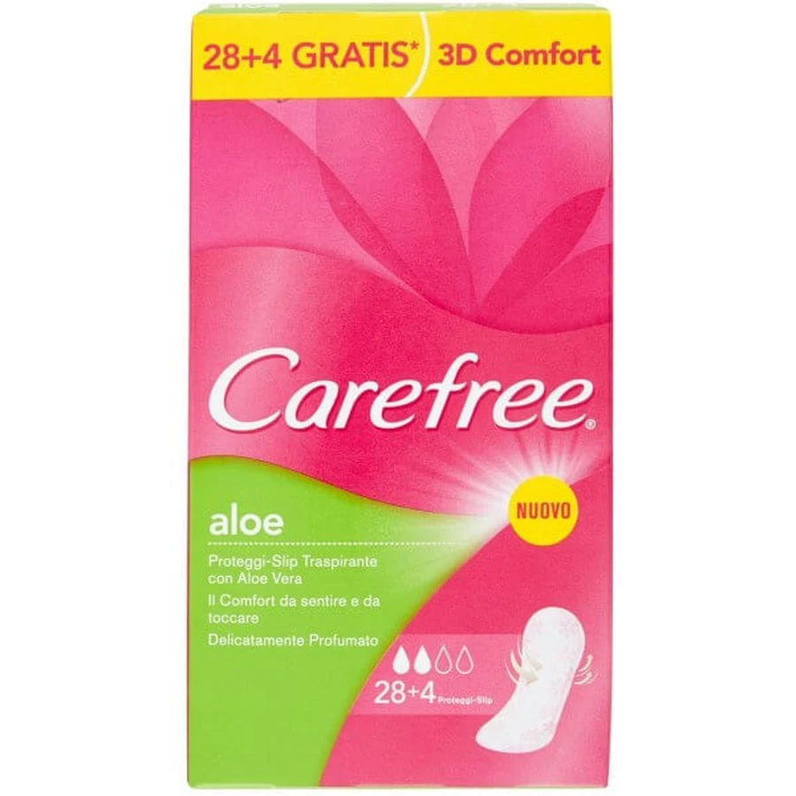 CAREFREE ADEMENDE INLEGKRUISJES MET ALOË VERA LIGGEND 28+4 GRATIS