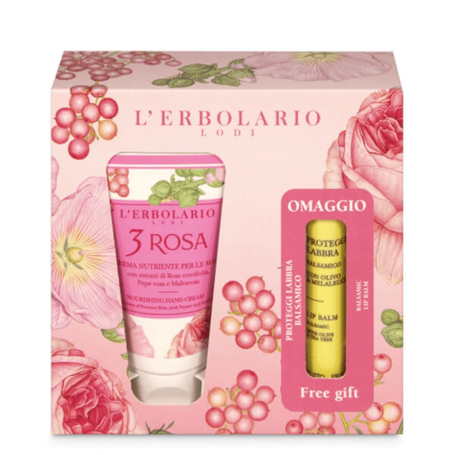 L'Erbolario 3 Rosa handcrème met gratis lipbeschermer