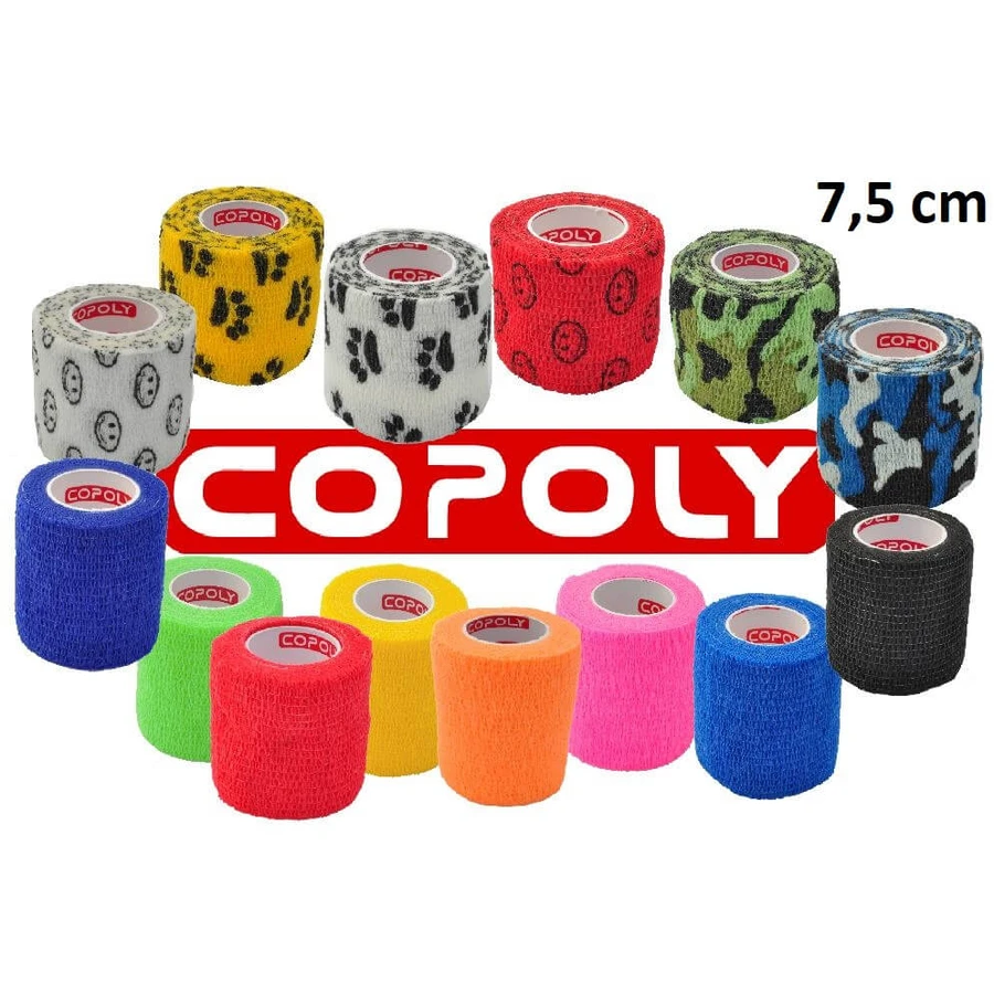BANDAGE COPOLY auto-adhésif 7.5cm x 457cm MIXTE DE COULEURS