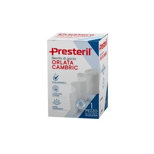 PRESTERIL Cambric 12/13 .F.U. bande de gaze ourlée 5 cm x 5 m