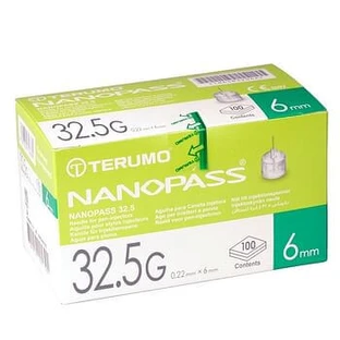 Nanopass Insulin Pen Needle 32.5 Gauge Length 6 Mm 100 Pieces