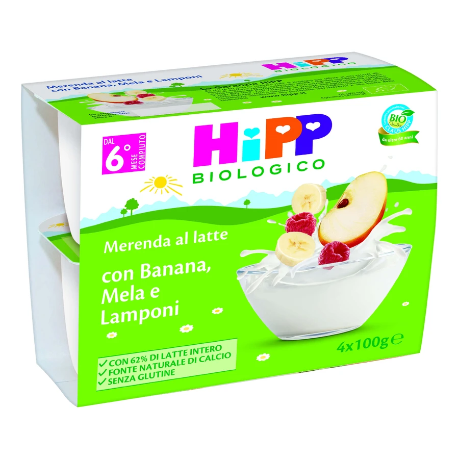 HiPP Snack Bio-Milch Apfel-Banane-Himbeere 4x100g