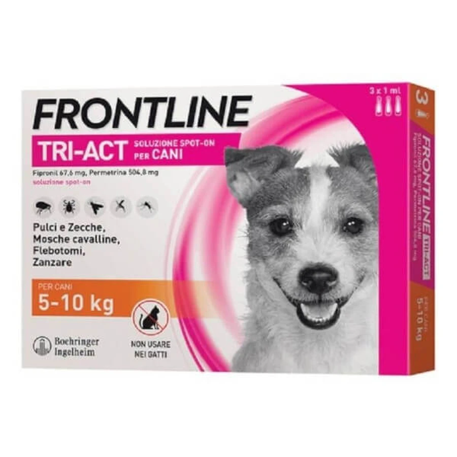 Frontline Tri-Act solución spot-on para perros de 5-10 kg (3 pipetas)