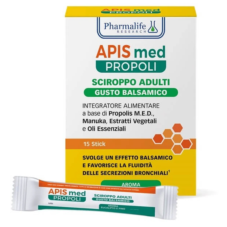 Apis med propolis siroop volwassenen balsamico smaak 15 sticks