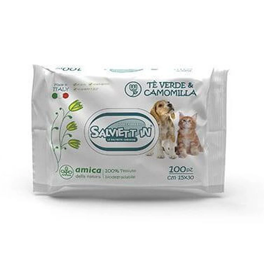"XXL" BIOLOGISCH ABBAUBARE HYGIENISCHE TÜCHER CF. (100 STÜCK) GRÜNER TEE & KAMILLE *** VORÜBERGEHEND VOM HERSTELLER VERMISST ***