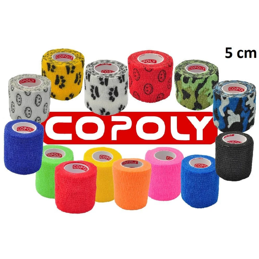 COPOLY bandage auto-adhésif 5cm x 457cm couleurs mélangées