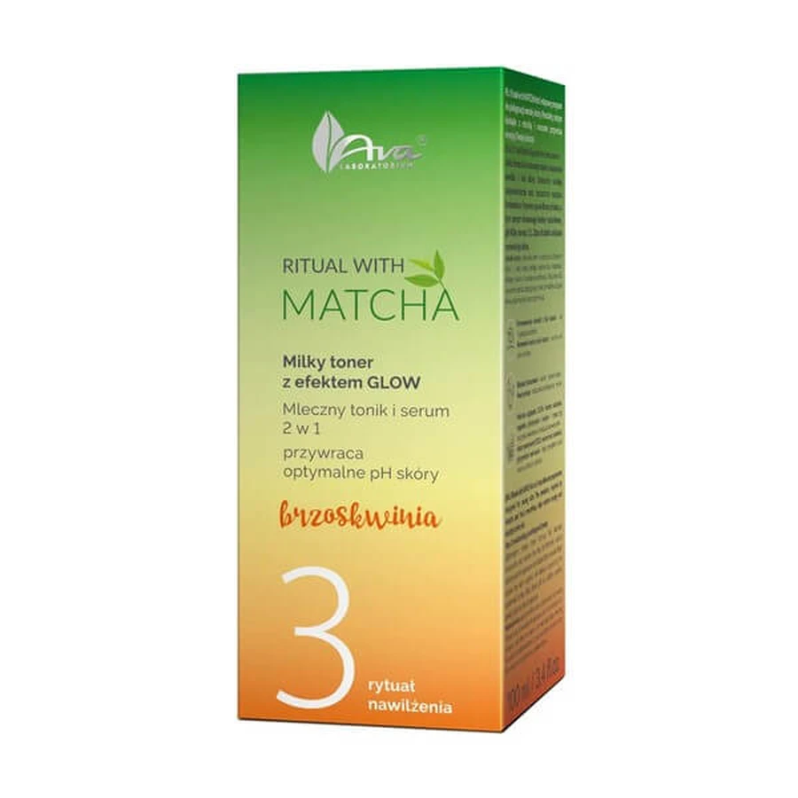 AVA Ritual con Matcha, tónico facial lechoso y sérum, 2 en 1, 100 ml.