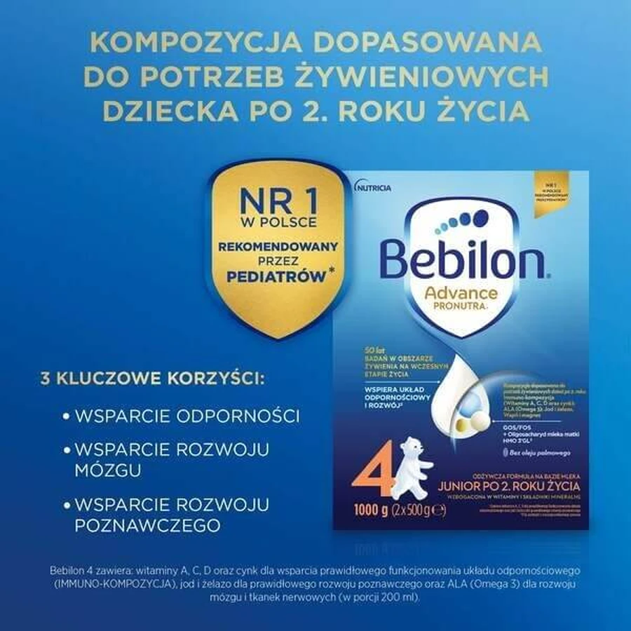 Set van 2 x Bebilon Advance Pronutra 4, Junior, melkvoeding na 2 jaar, poeder, 1000 g