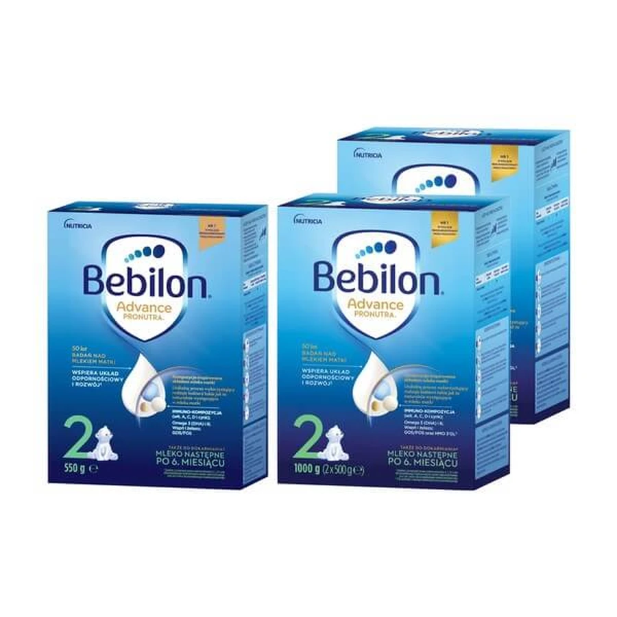 Set de 2x Bebilon 2 Advance Pronutra, 1000 g + Bebilon 2 Advance Pronutra, 550 g
