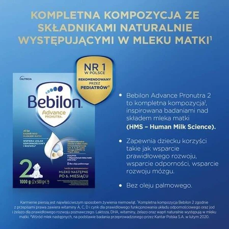 Set de 2x Bebilon 2 Advance Pronutra, 1000 g + Bebilon 2 Advance Pronutra, 550 g