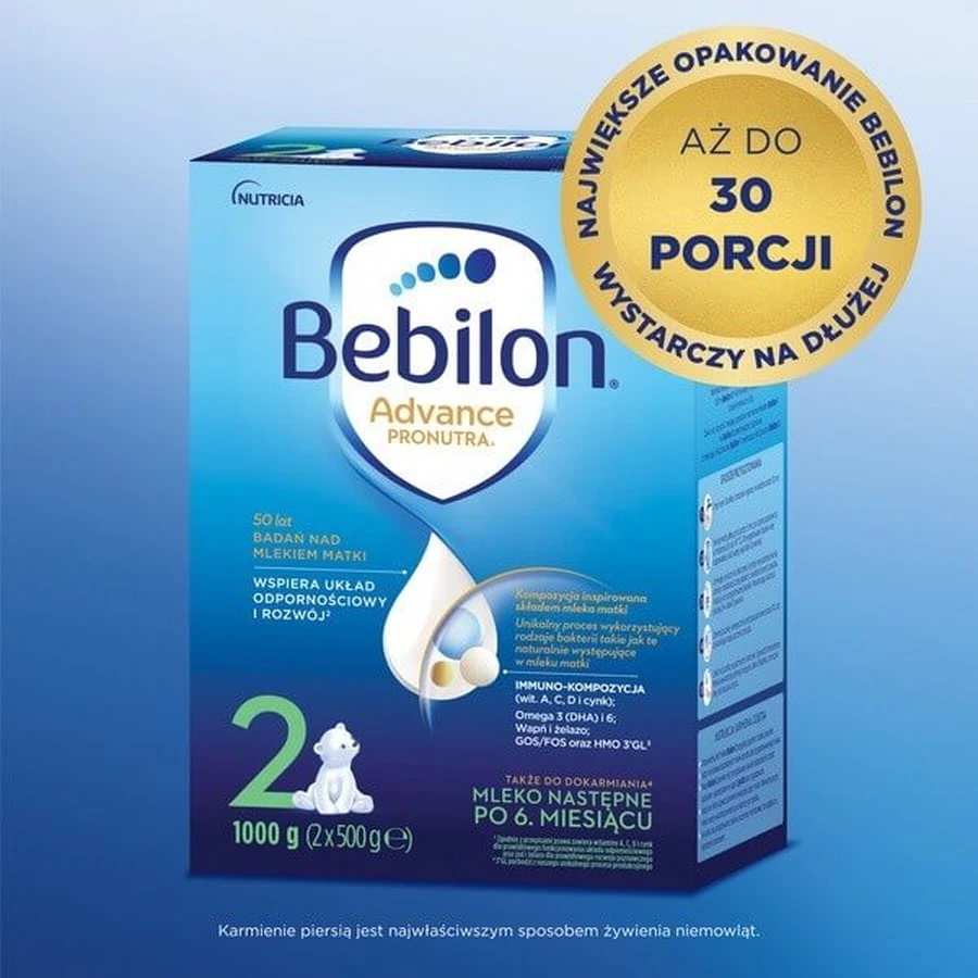 Set de 2x Bebilon 2 Advance Pronutra, 1000 g + Bebilon 2 Advance Pronutra, 550 g
