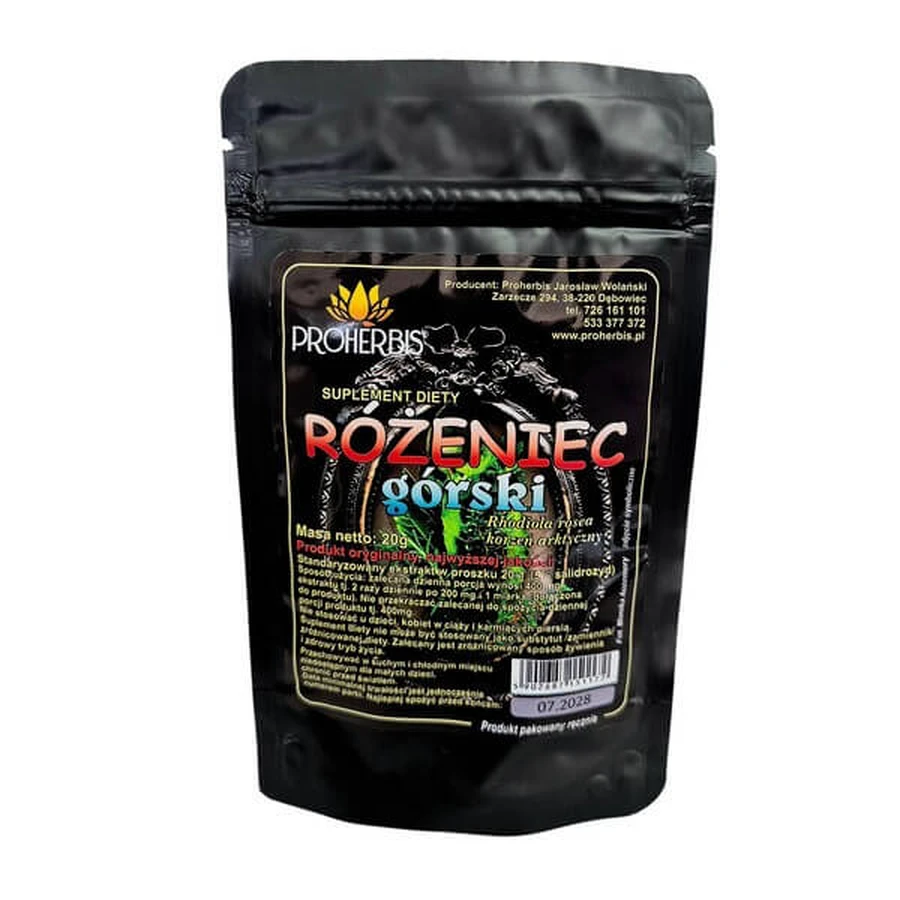 Proherbis Różeniec górski, proszek, 20 g: ceny i cechy