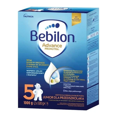 Lote de 2 x Bebilon Advance Pronutra 5, Junior, leche maternizada para preescolares, polvo, 1000 g (2 x 500 g)