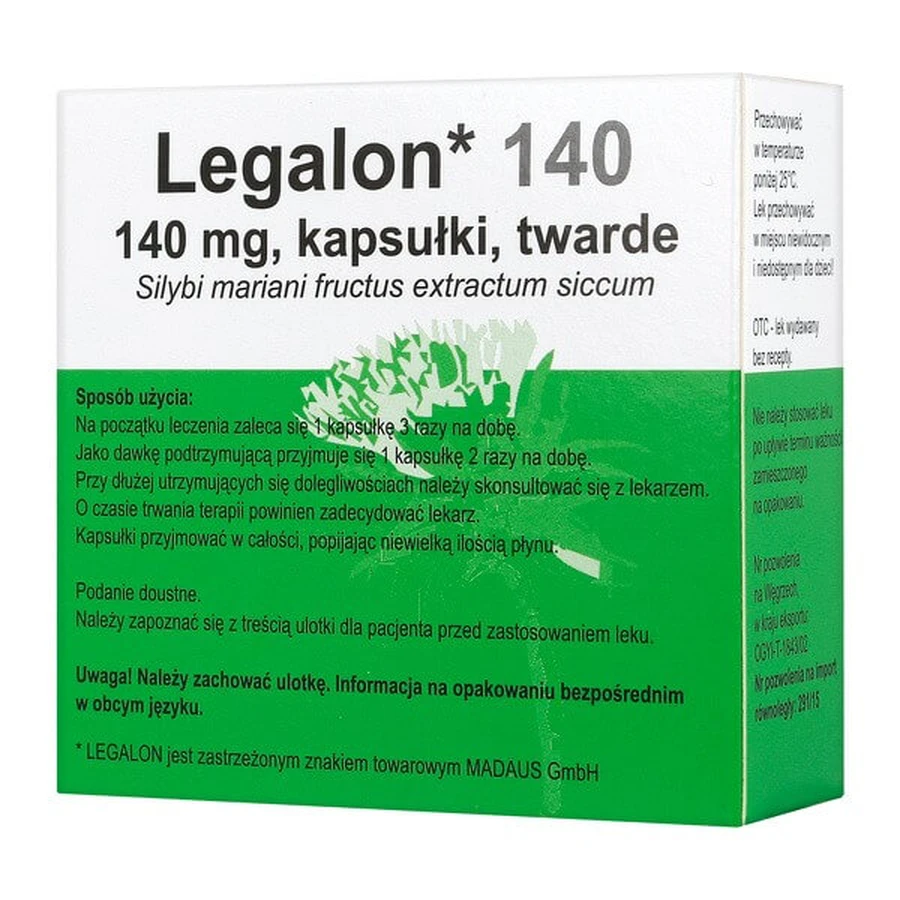 Legalon 140, 140 mg, hard capsules, 20 pcs. (parallel import, Delfarma)
