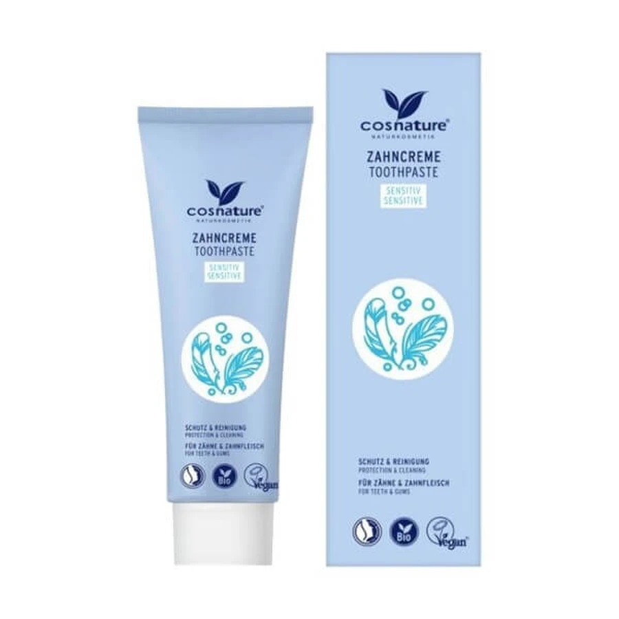 Cosnature, pasta de dientes natural con flúor, manzanilla y menta, 75 ml