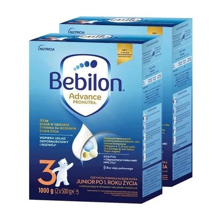 Set of 2x Bebilon Advance Pronutra 3 Junior, milk-based formula after age 1, powder, 1000 g
