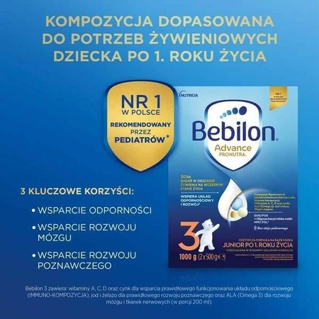 Set of 2x Bebilon Advance Pronutra 3 Junior, milk-based formula after age 1, powder, 1000 g