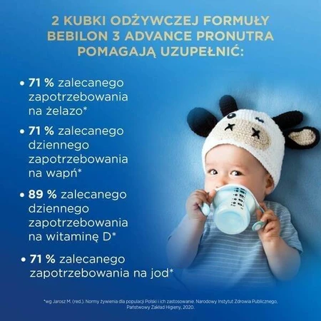 Set of 2x Bebilon Advance Pronutra 3 Junior, milk-based formula after age 1, powder, 1000 g